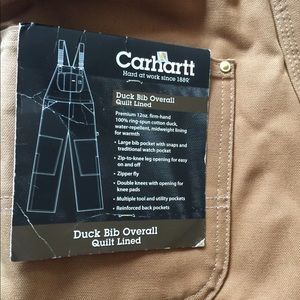 Men’s quilt lined carhartt bib overalls
